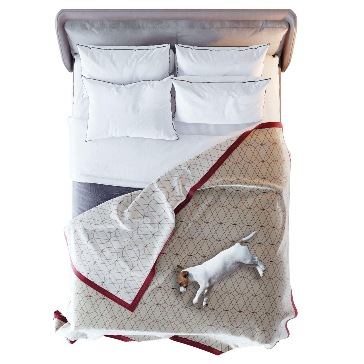 Luxury Waterproof Blanket Cover - Red Trim - White/Gray