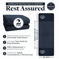 Thumbnail for Washable Waterproof Bed Pads With Tuckable Sides (2 Pack)